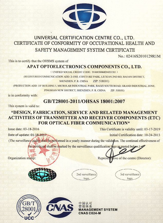 Occupational health and safety management system certification